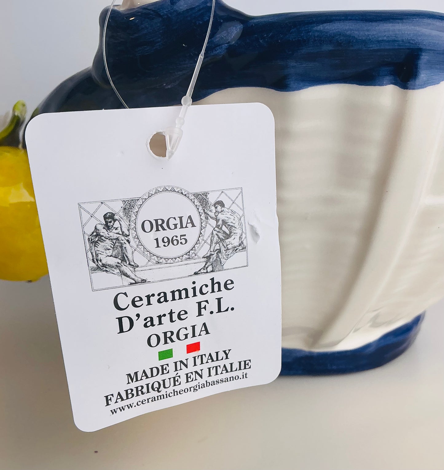 Ceramiche D'arte F.L. Orgia – Italian Ceramic Lemon Basket with Rope Handles