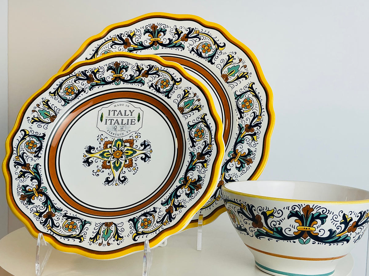 Nova Deruta Renaissance Scroll Italian Majolica Tableware – Made in Italy
