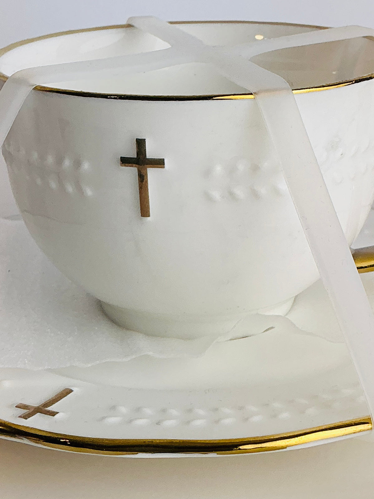 YH Houseware Cross & Gold Tea Cup & Saucer Set for 2 – Designed for Elegance