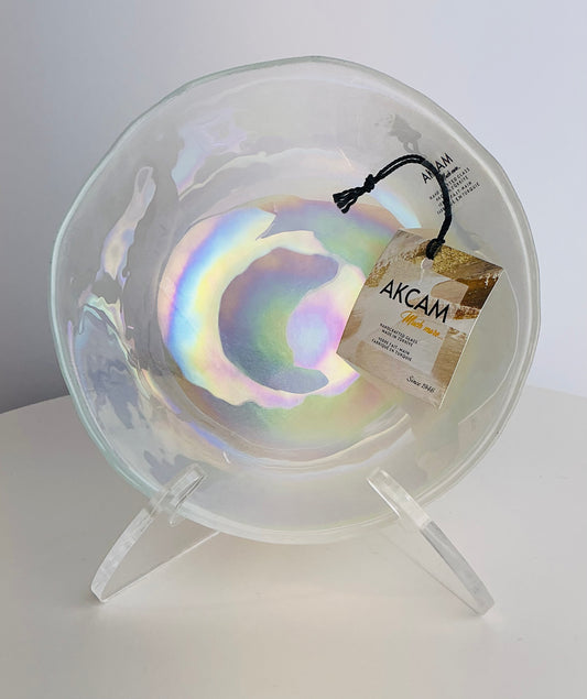 Akcam Iridescent Handcrafted Glass Bowl 6"