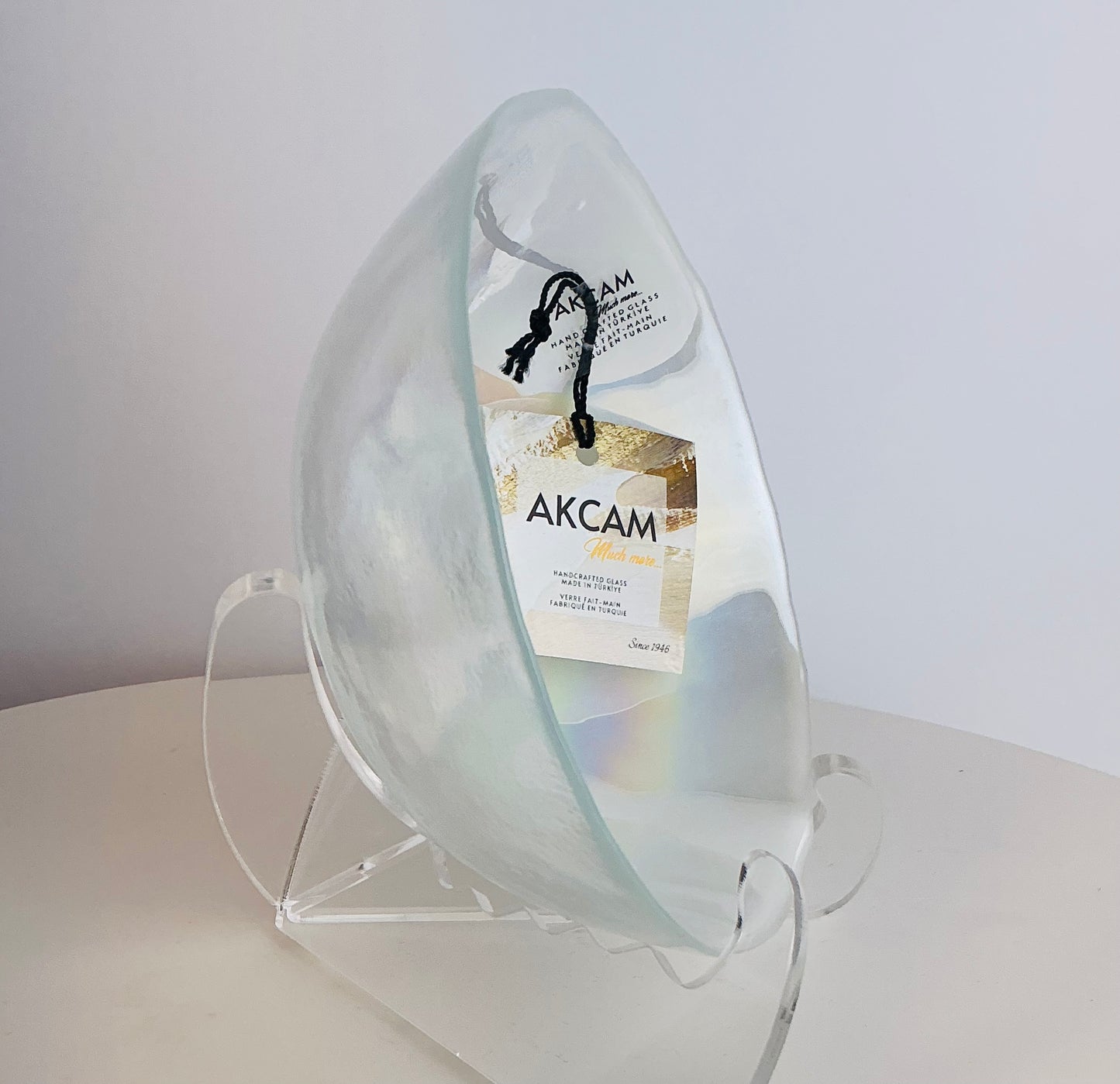 Akcam Iridescent Handcrafted Glass Bowl 6"