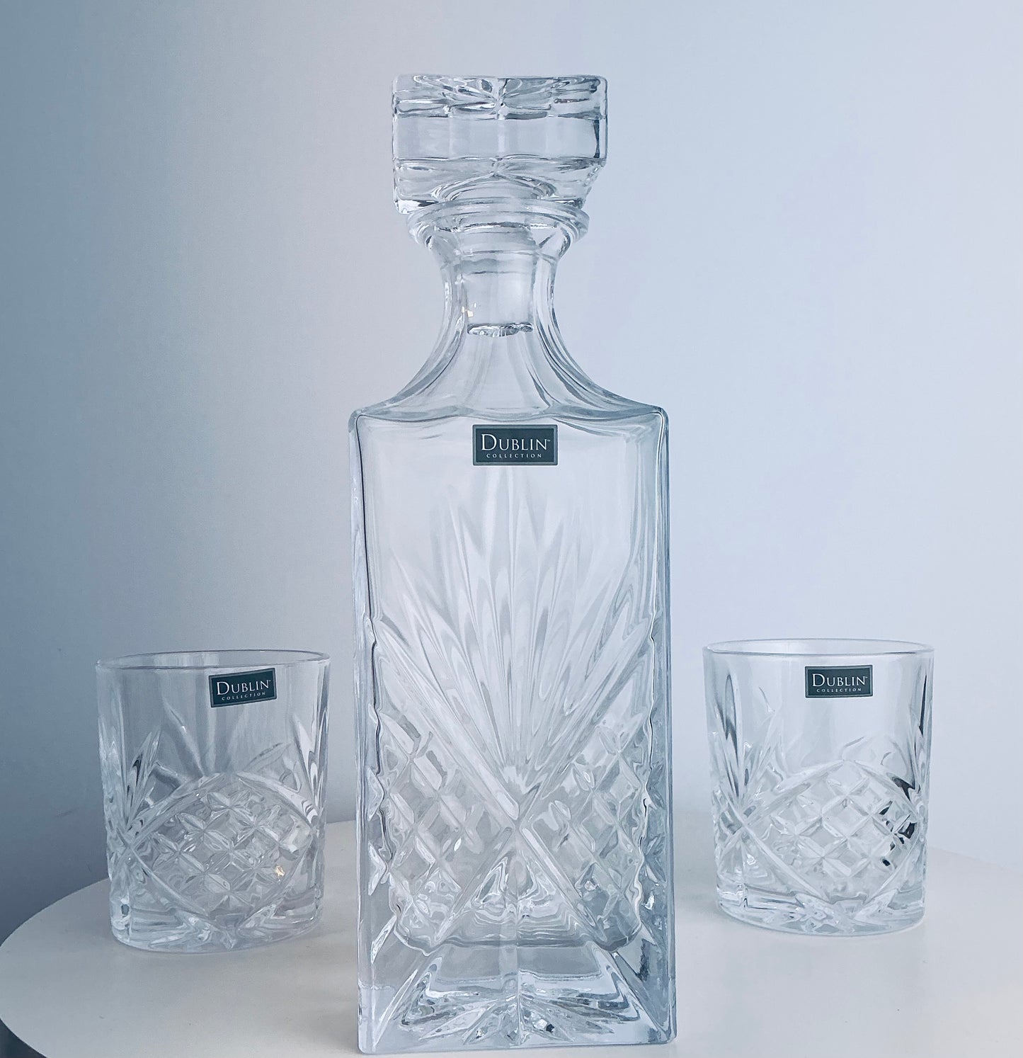 Shannon by Godinger Dublin Collection 3-Piece Crystal Decanter Set