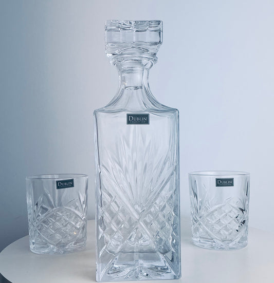 Shannon by Godinger Dublin Collection 3-Piece Crystal Decanter Set