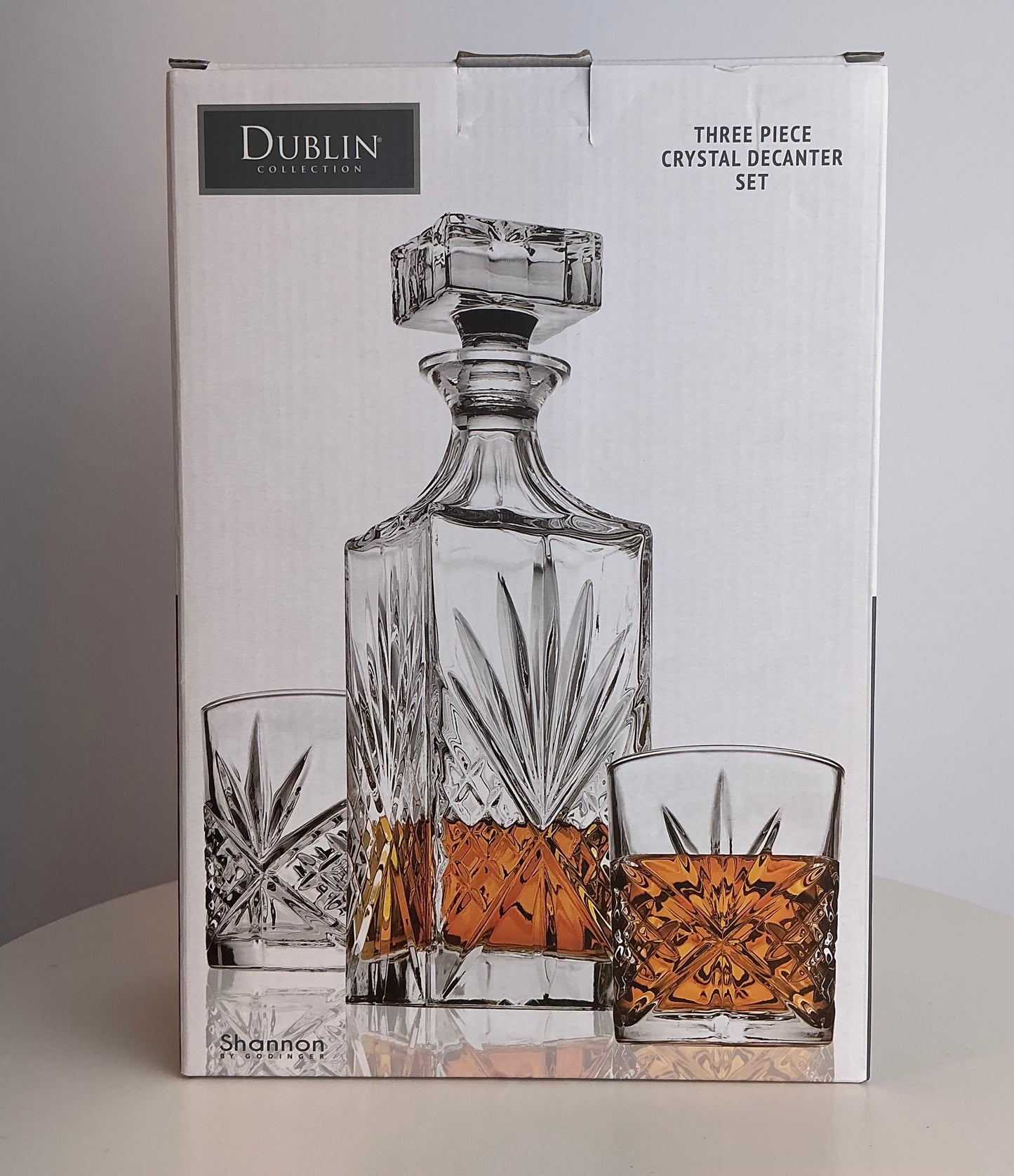 Shannon by Godinger Dublin Collection 3-Piece Crystal Decanter Set