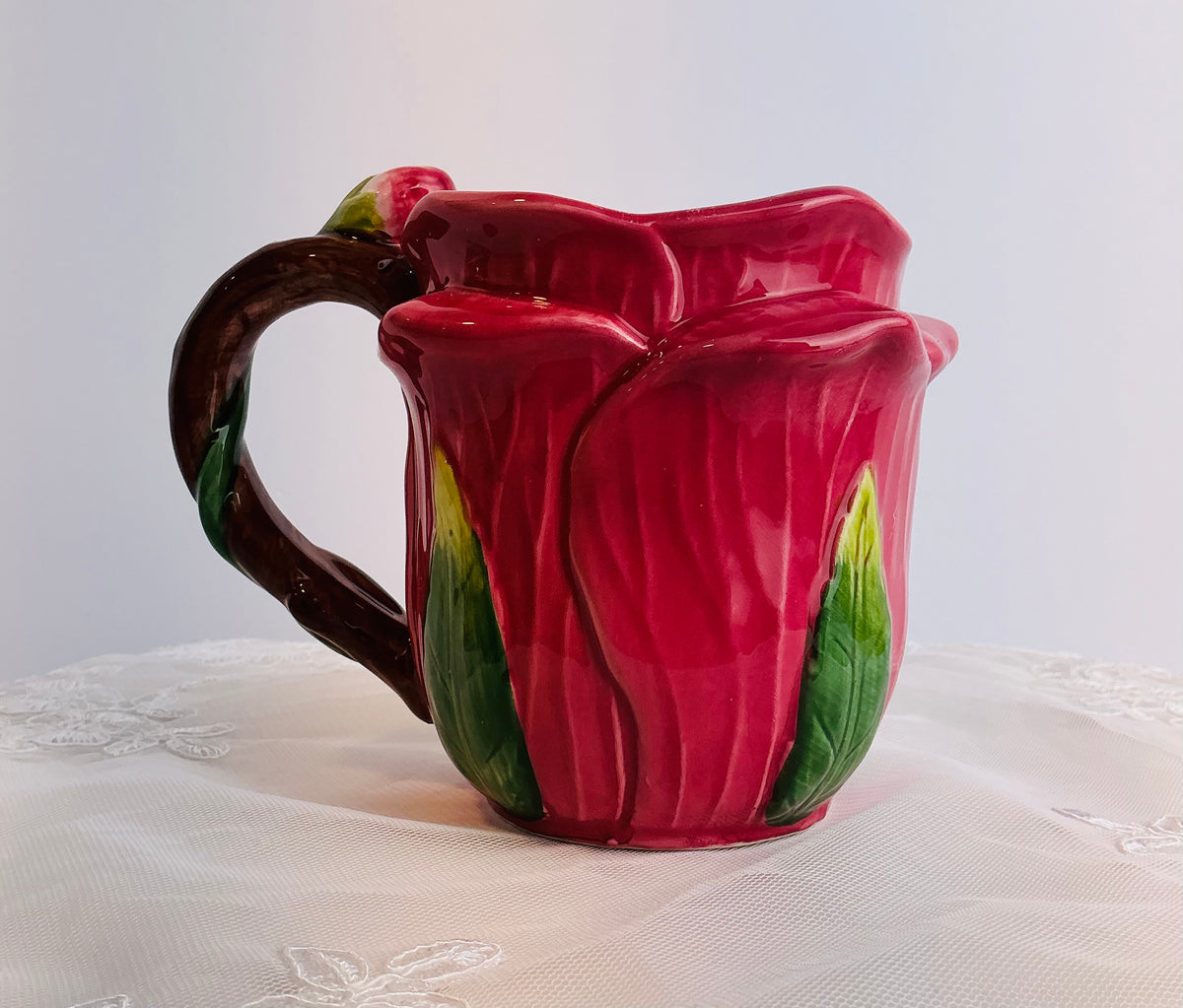 CornerRuby Garden Collection Handcrafted Flower Mug & Teacup Set