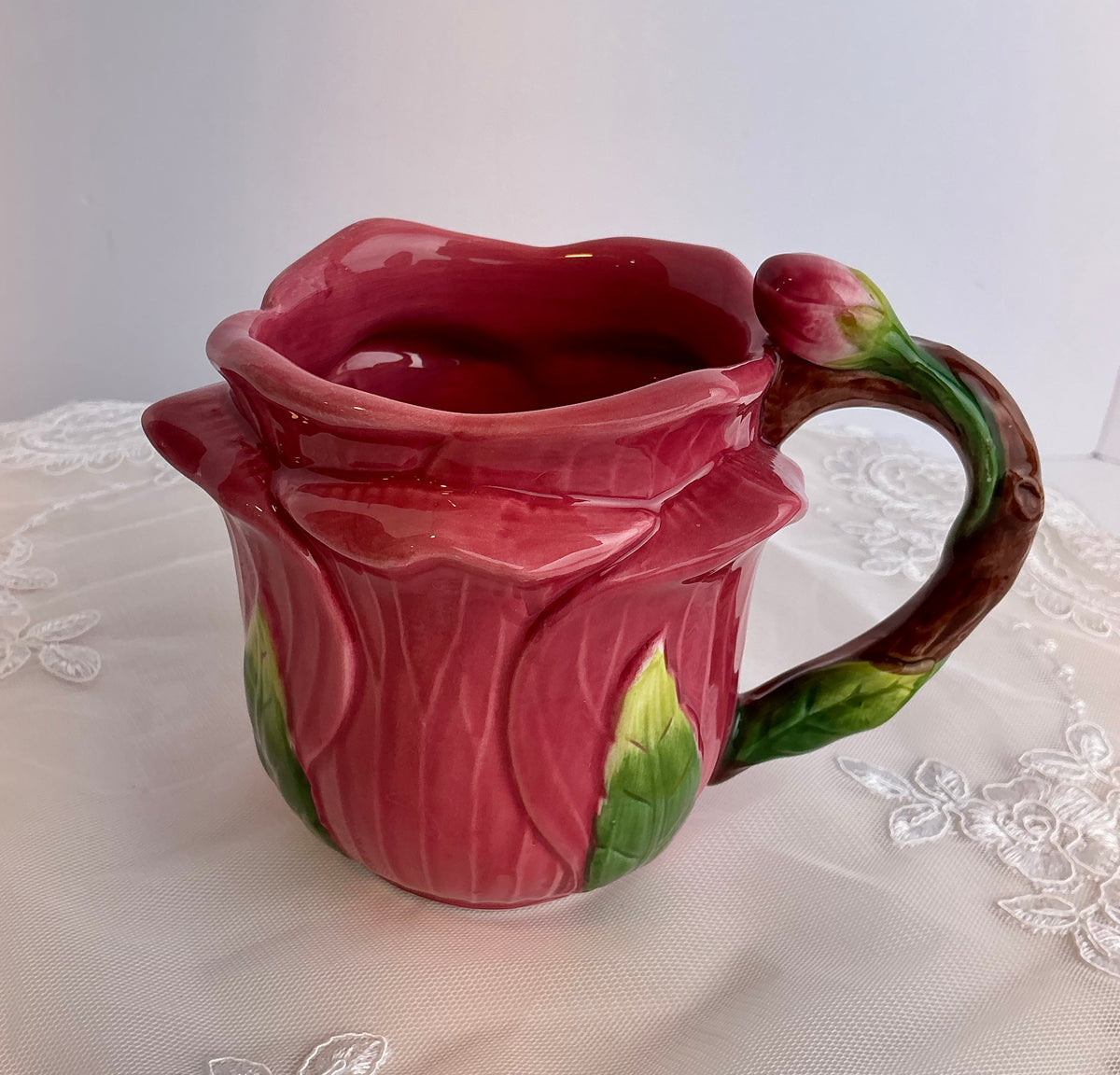 CornerRuby Garden Collection Handcrafted Flower Mug & Teacup Set