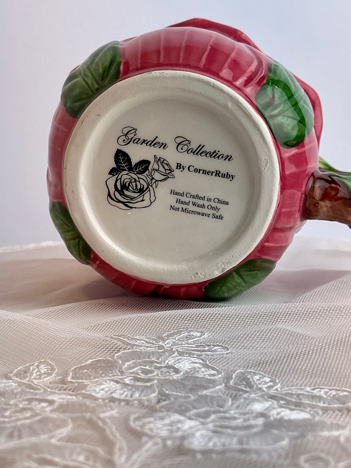 CornerRuby Garden Collection Handcrafted Flower Mug & Teacup Set