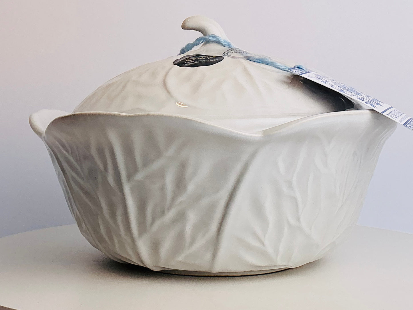 Deltis Portugal World Traveler Collection Cabbage Leaf Ceramic Soup Tureen with Lid