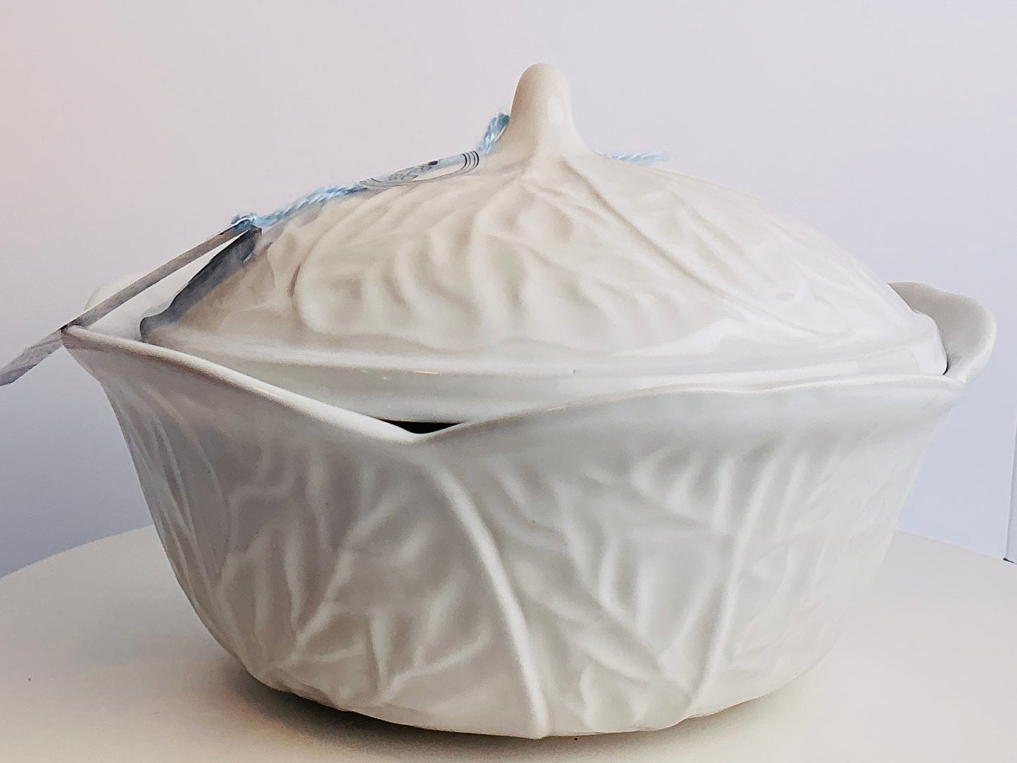 Deltis Portugal World Traveler Collection Cabbage Leaf Ceramic Soup Tureen with Lid
