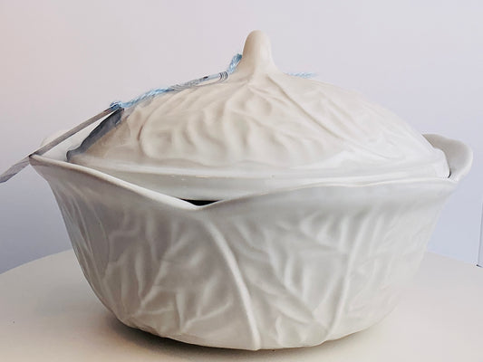 Deltis Portugal World Traveler Collection Cabbage Leaf Ceramic Soup Tureen with Lid