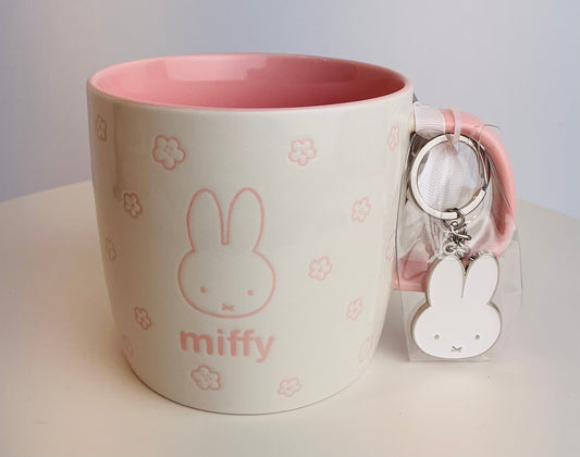 Miffy by Magenta Ceramic Mug 4" – Pink Floral with Keychain Charm