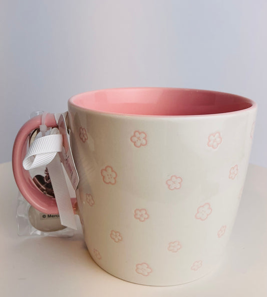 Miffy by Magenta Ceramic Mug 4" – Pink Floral with Keychain Charm