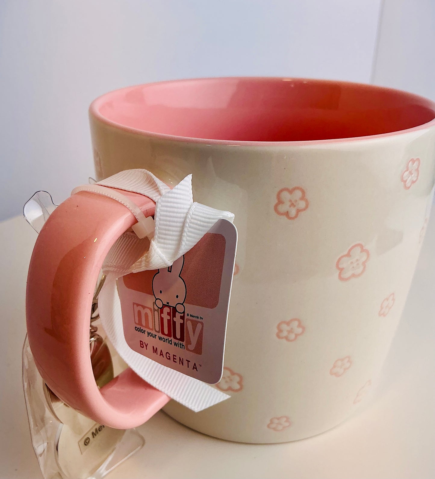 Miffy by Magenta Ceramic Mug 4" – Pink Floral with Keychain Charm