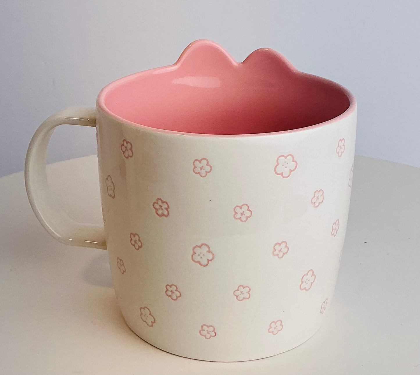 Miffy by Magenta Ceramic Mug 4" – Bunny Face Shaped Rim Pink Floral