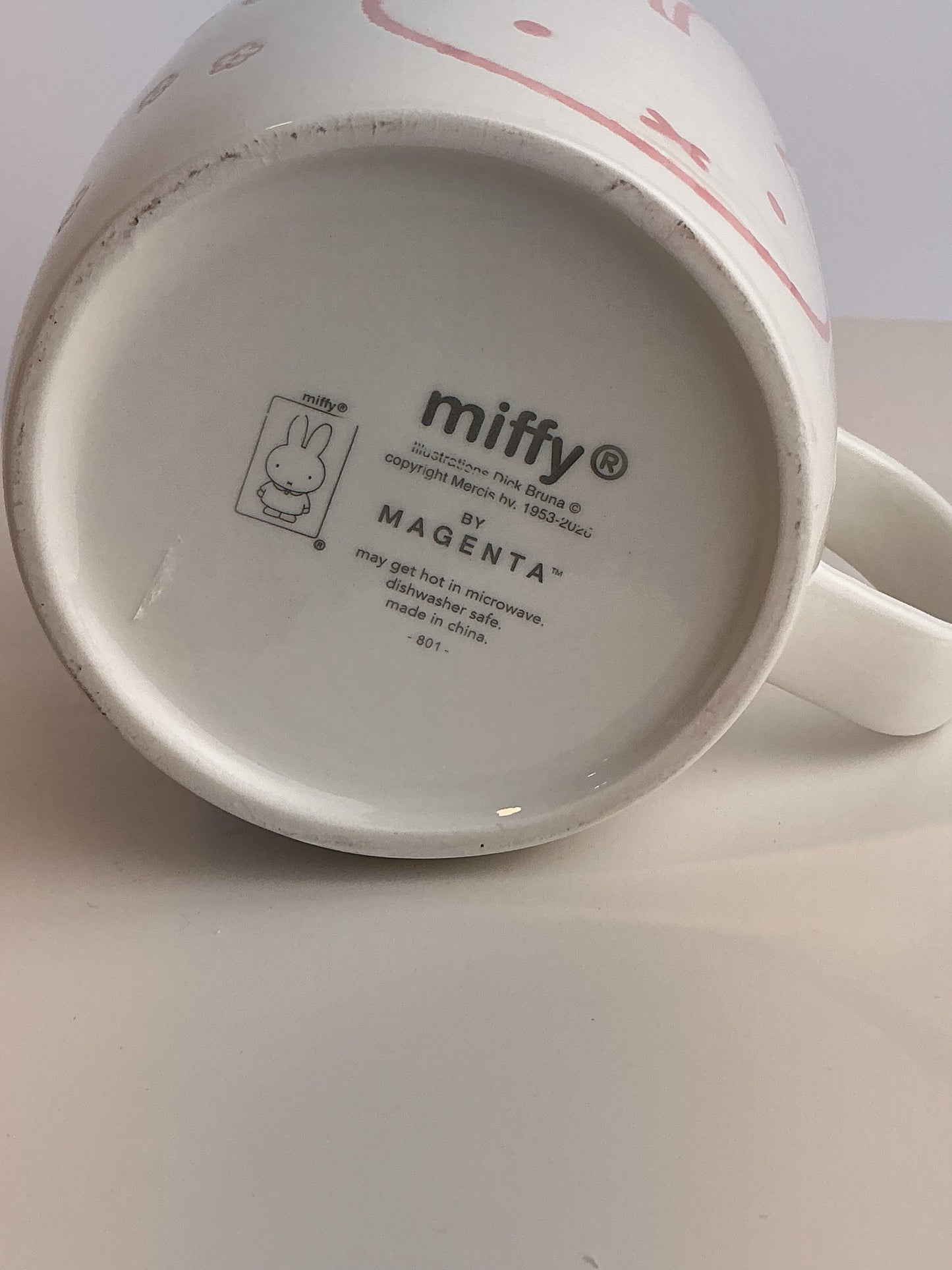 Miffy by Magenta Ceramic Mug 4" – Bunny Face Shaped Rim Pink Floral