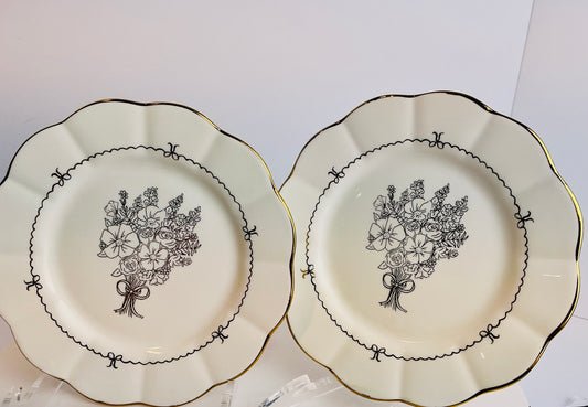 Grace Teaware Fine Porcelain Floral Bouquet Dessert / Salad Plates – Set of 2