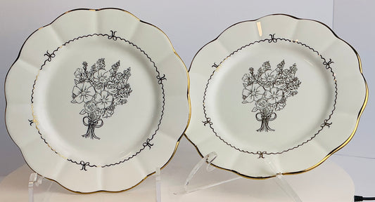 Grace Teaware Fine Porcelain Floral Bouquet Dessert / Salad Plates – Set of 2