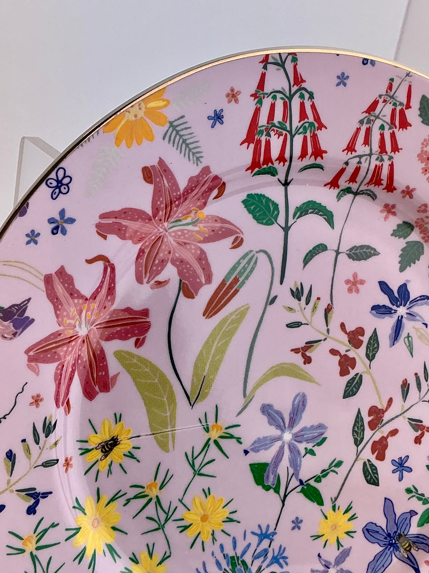 Grace Teaware Fine Porcelain Wildflower Garden Dessert / Salad Plates – Set of 4