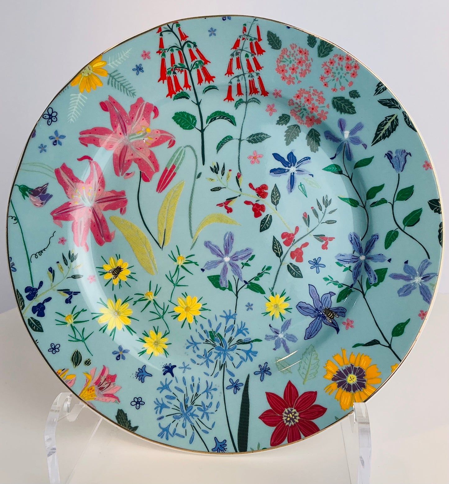 Grace Teaware Fine Porcelain Wildflower Garden Dessert / Salad Plates – Set of 4