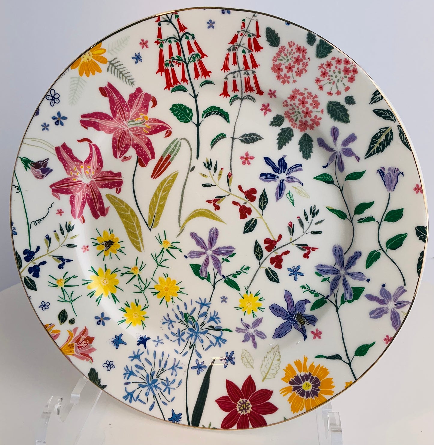 Grace Teaware Fine Porcelain Wildflower Garden Dessert / Salad Plates – Set of 4