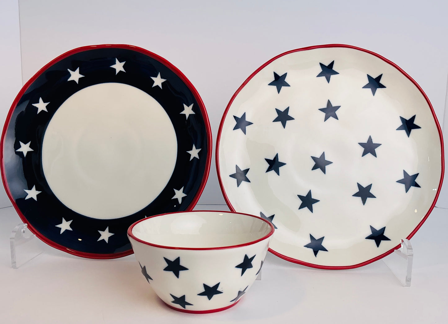 Yedi Houseware Americana Stars Ceramic Dinnerware – Plate & Bowl Collection