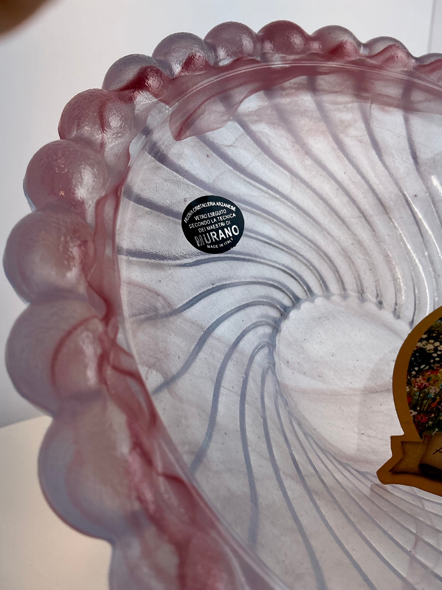 Nuova Cristalleria Arzanese Murano Style Amethyst Art Glass Shell Bowl – Made in Italy