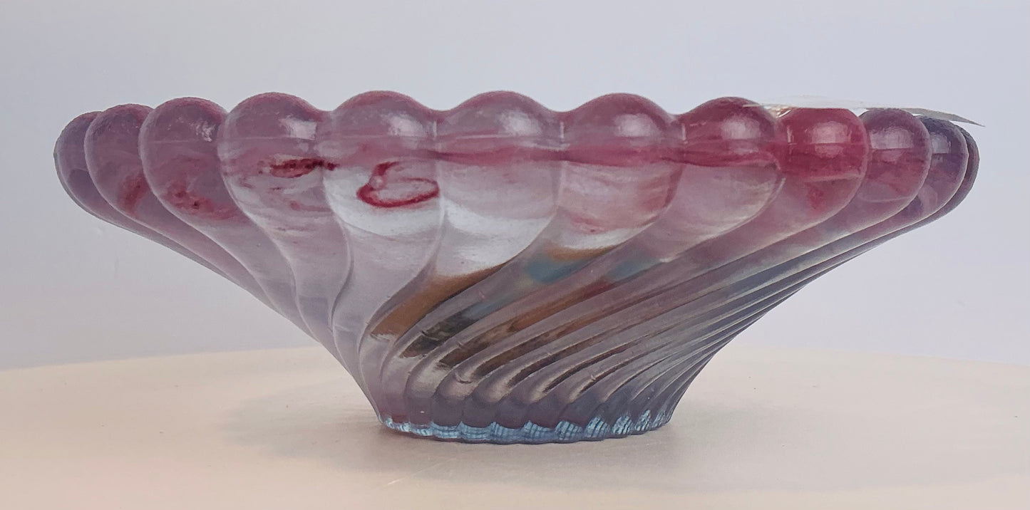 Nuova Cristalleria Arzanese Murano Style Amethyst Art Glass Shell Bowl – Made in Italy