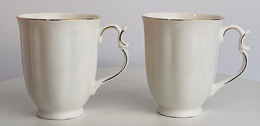 Grace Teaware Fine Porcelain Mug Set of 2 – White with Gold Rim