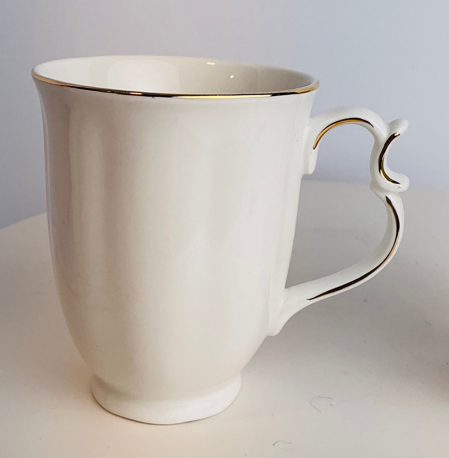 Grace Teaware Fine Porcelain Mug Set of 2 – White with Gold Rim