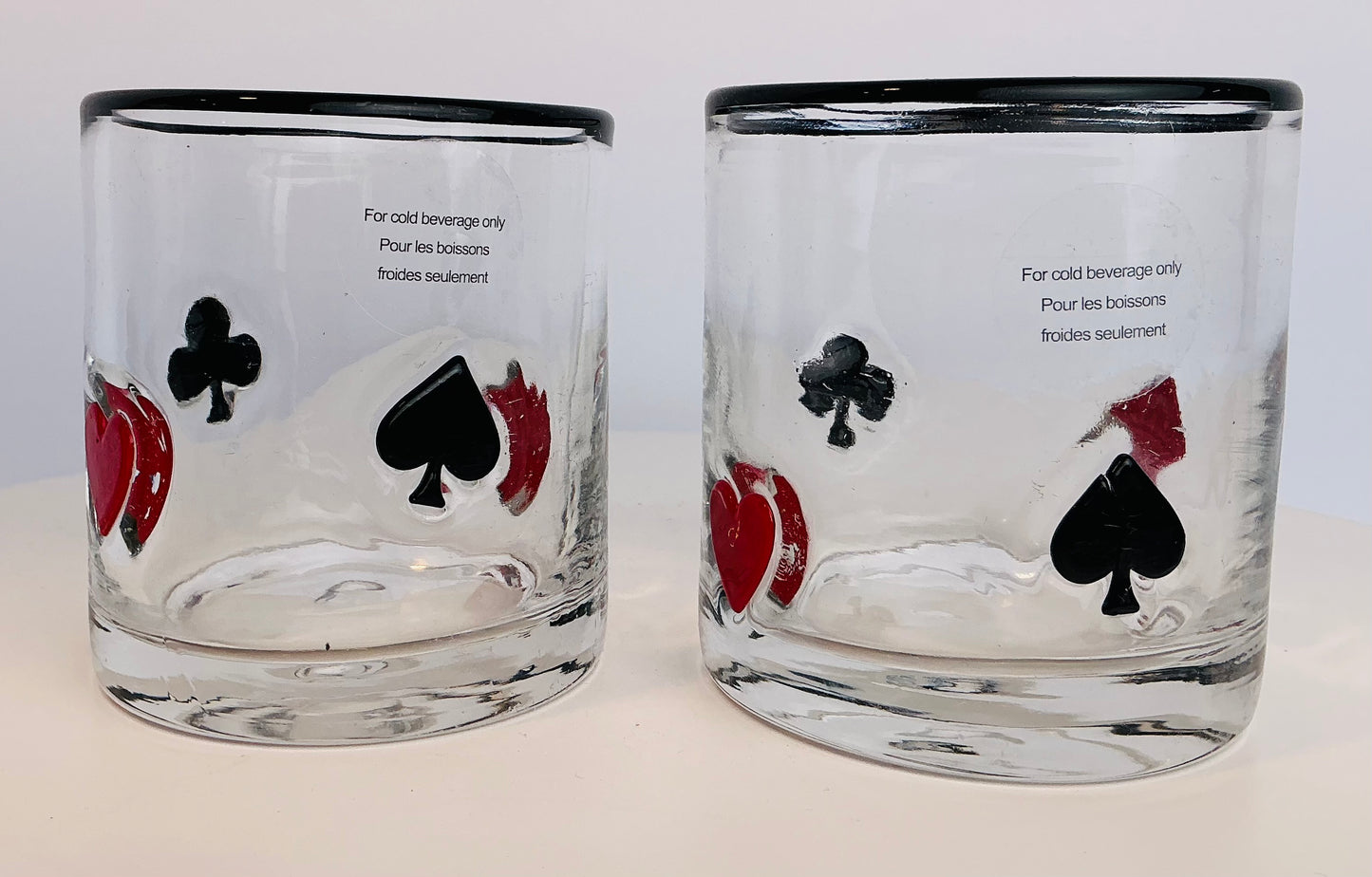 Anthropologie Dupe Poker Cocktail Glasses with Black Rim set of 2