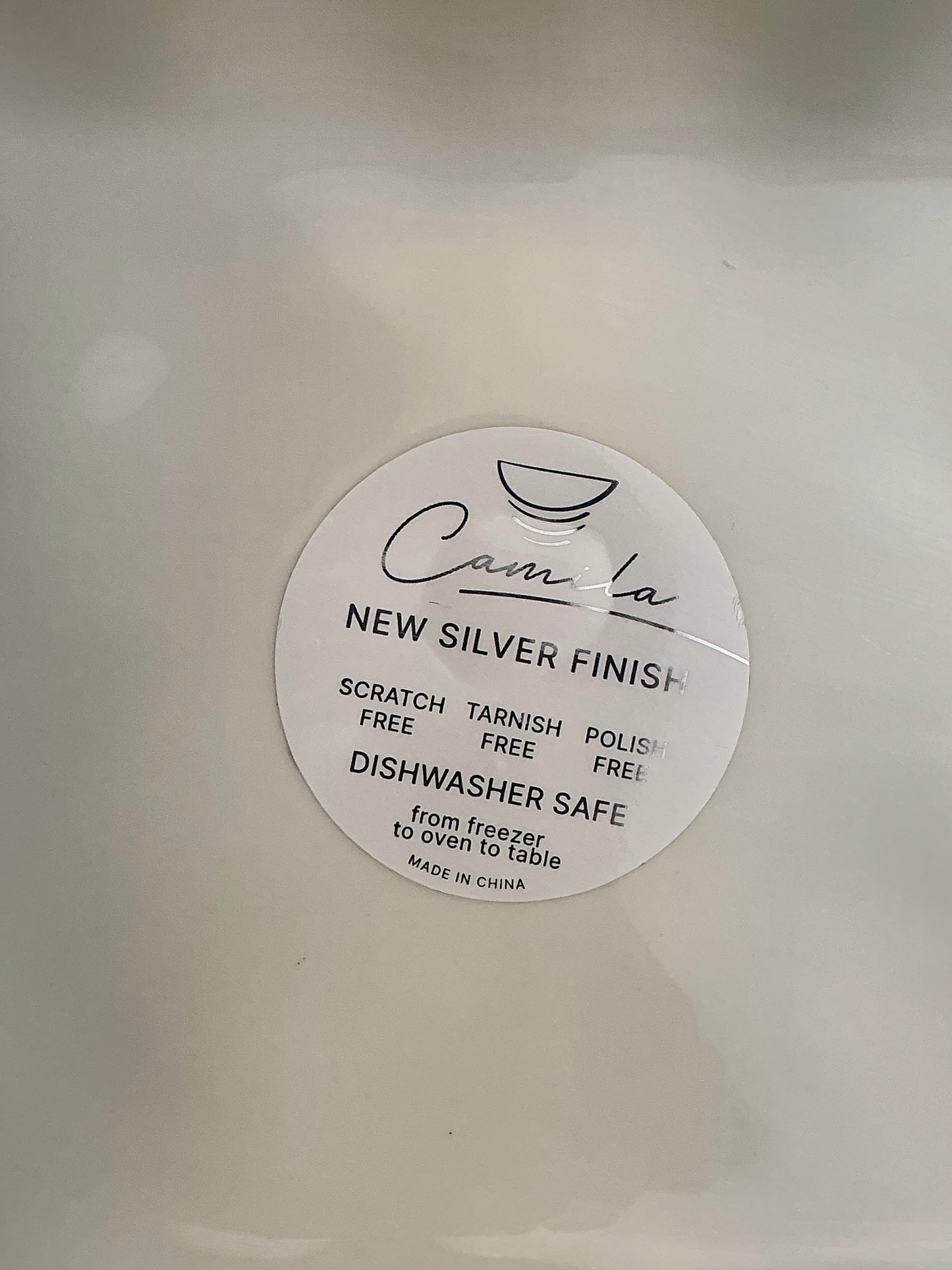 Camila Oval Ceramic Serving Platter | Silver Rim, 19" – Dishwasher Safe