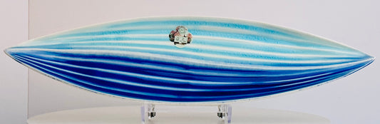 Jewel Oval Ceramic Platter | Blue & White Stripe, 17.3" – Made in Japan