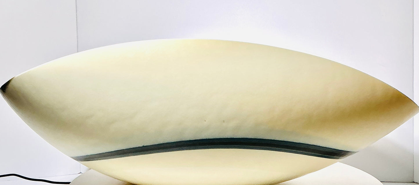Yalos Murano Art Glass Bowl – 20" Ivory & Teal Sculptural Centerpiece