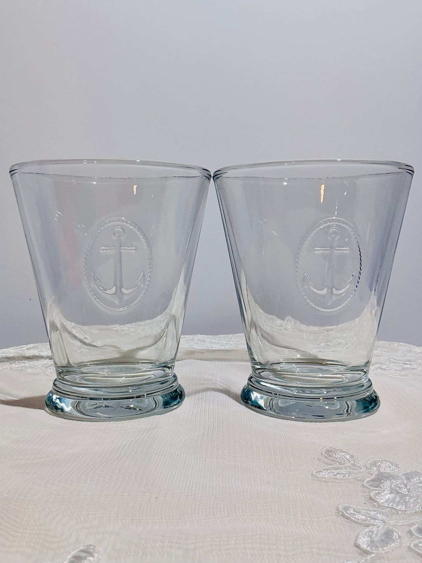 La Rochère Anchor Icon Glassware – Set of 2 | Tumbler or Wine Glass | Made in France
