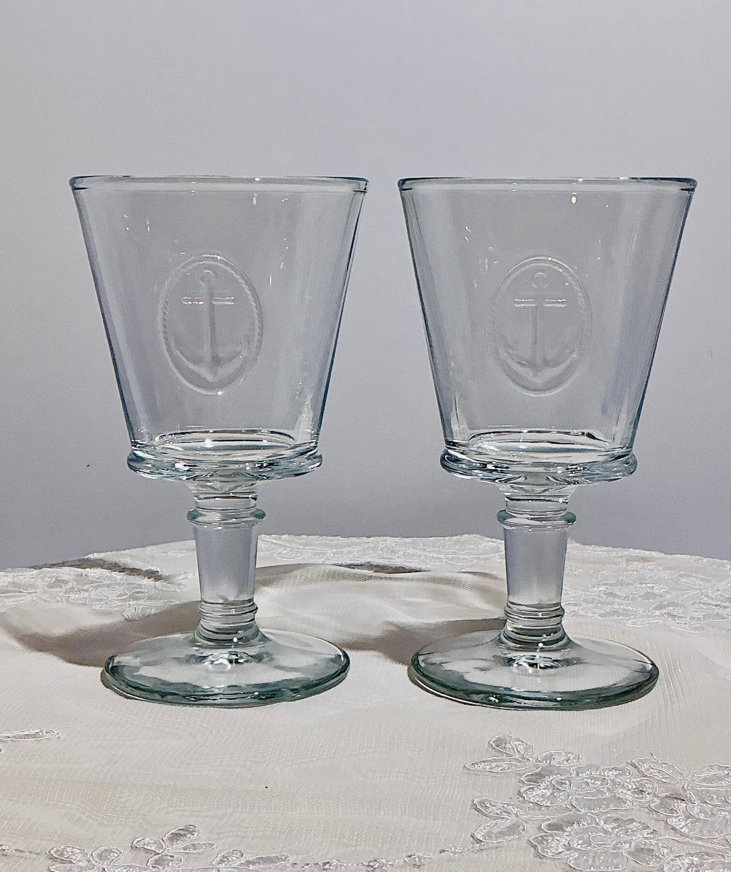 La Rochère Anchor Icon Glassware – Set of 2 | Tumbler or Wine Glass | Made in France