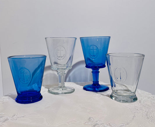 La Rochère Anchor Icon Glassware – Set of 2 | Tumbler or Wine Glass | Made in France
