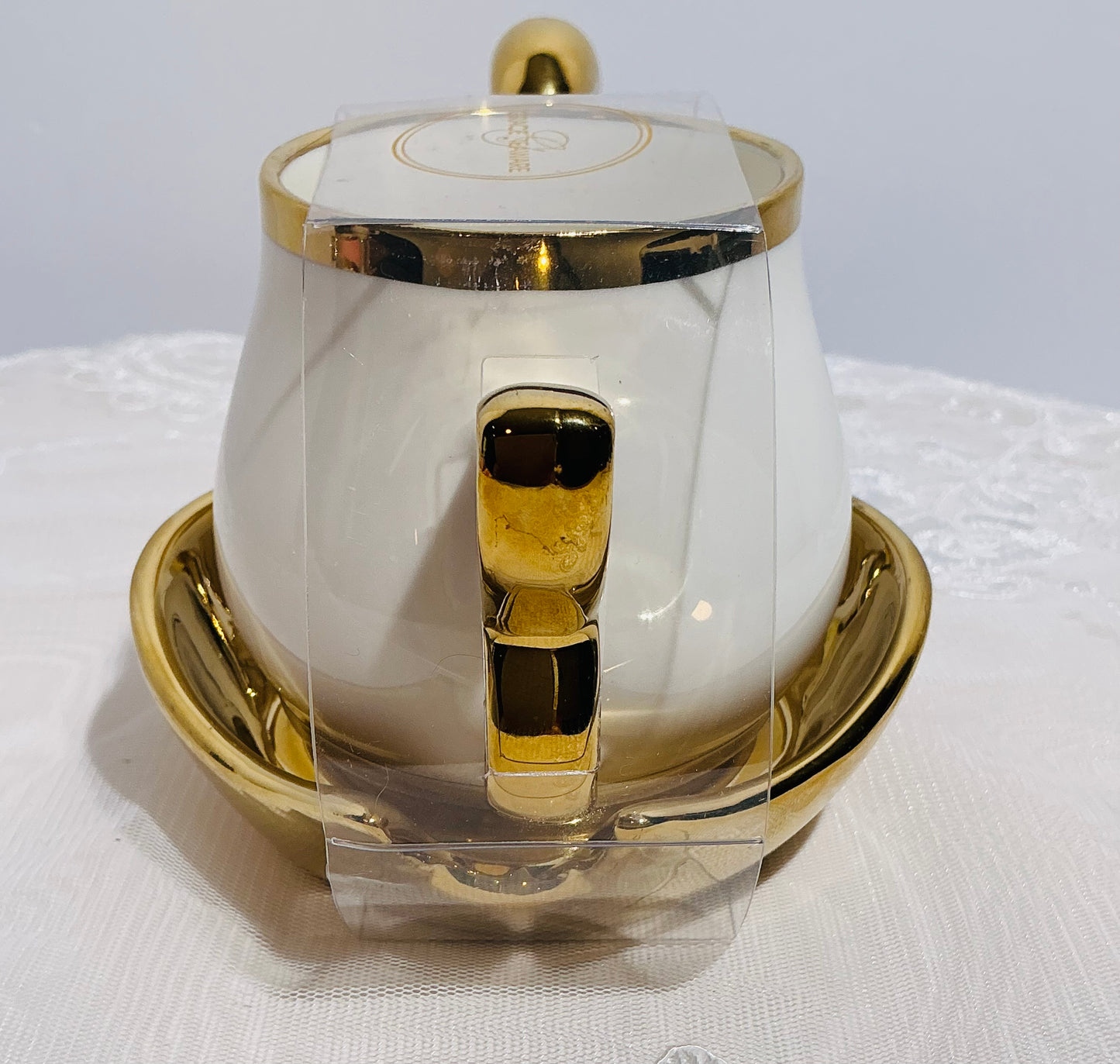 Grace Teaware Swan Tea Cup with Gold Accents - Pink OR White