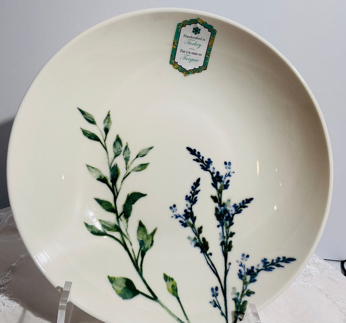 Intesa Home Blue Botanical Handcrafted Porcelain Dinnerware Collection | Plates, Bowl & Platters