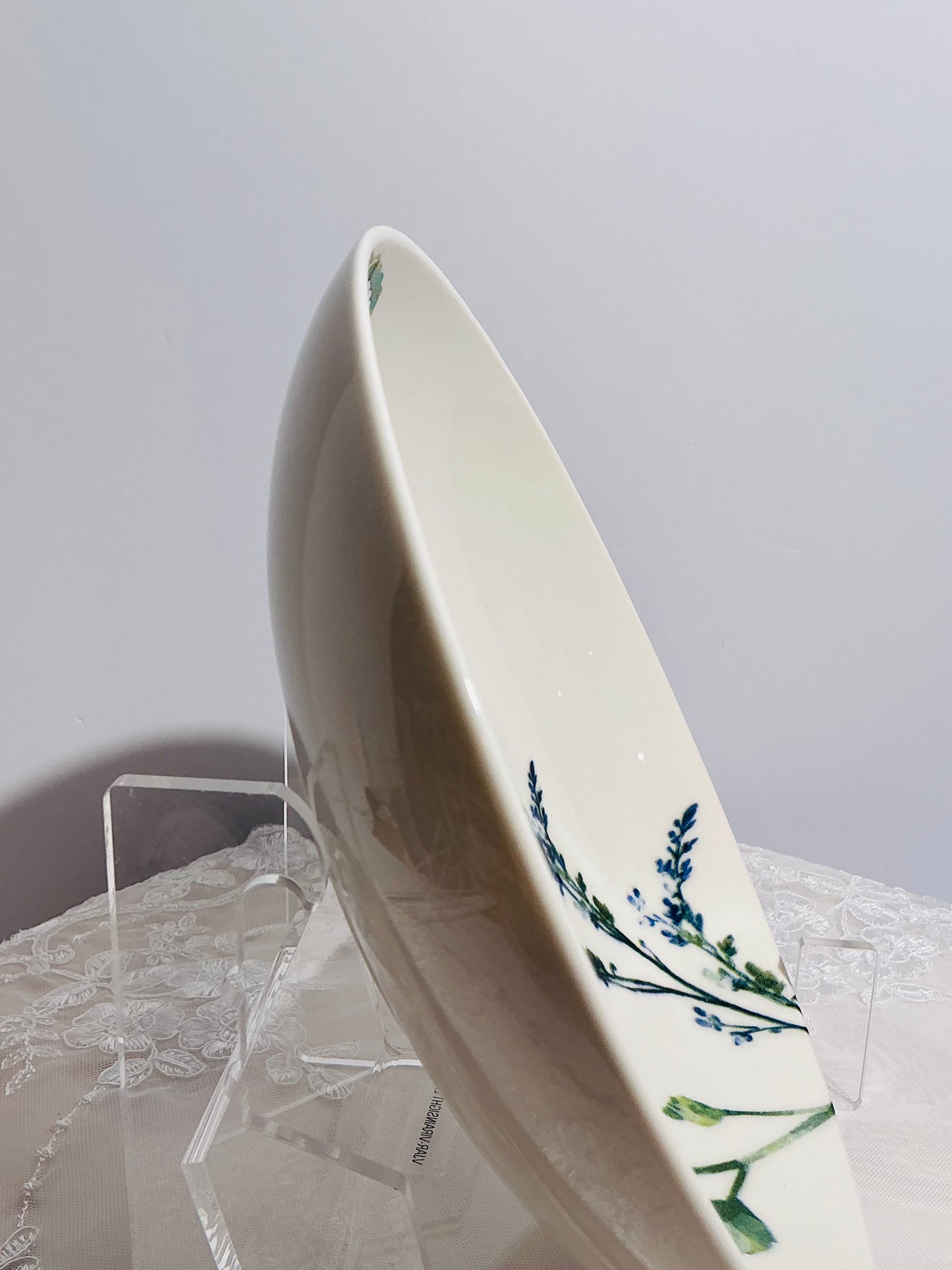 Intesa Home Blue Botanical Handcrafted Porcelain Dinnerware Collection | Plates, Bowl & Platters