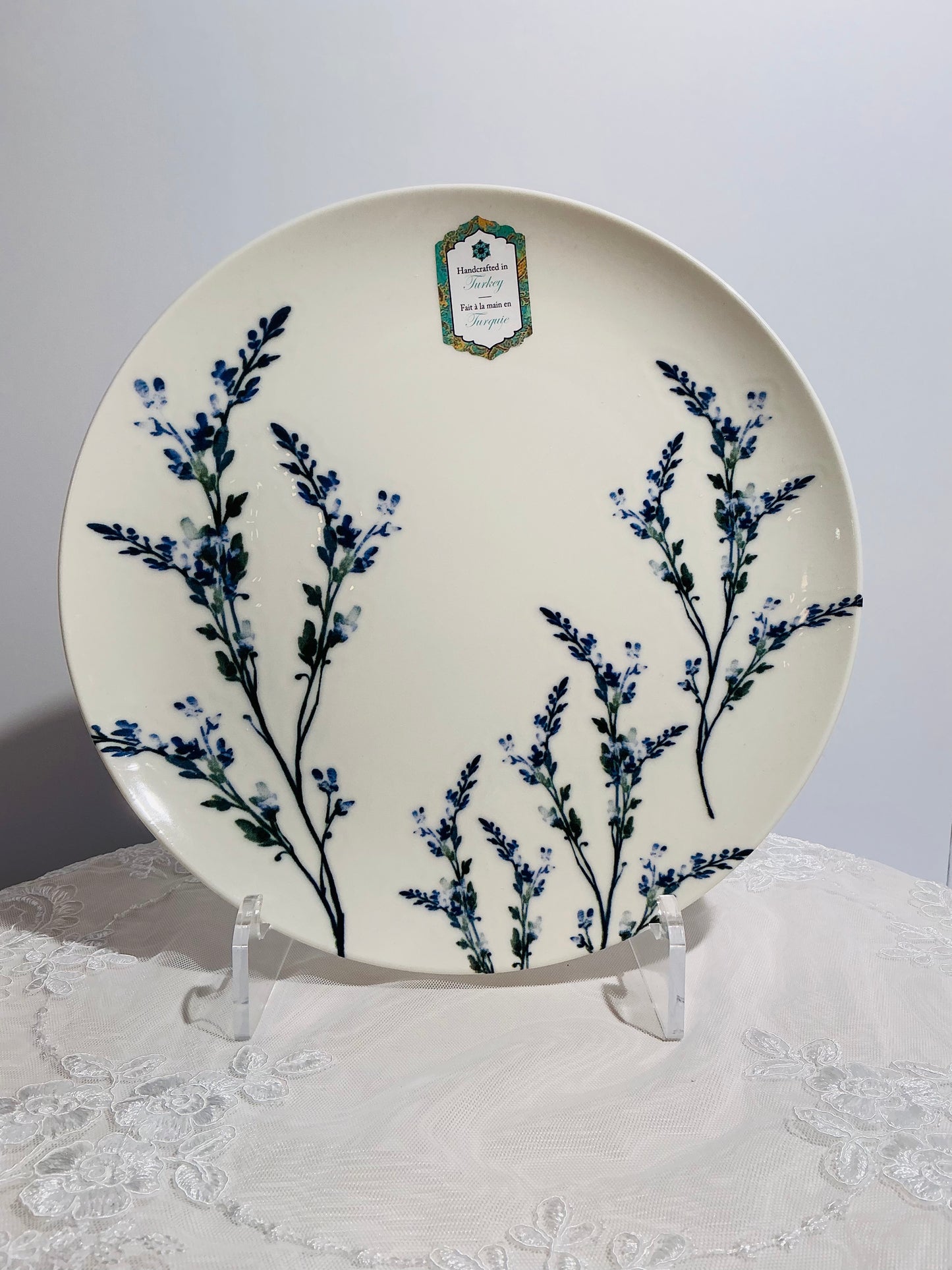 Intesa Home Blue Botanical Handcrafted Porcelain Dinnerware Collection | Plates, Bowl & Platters