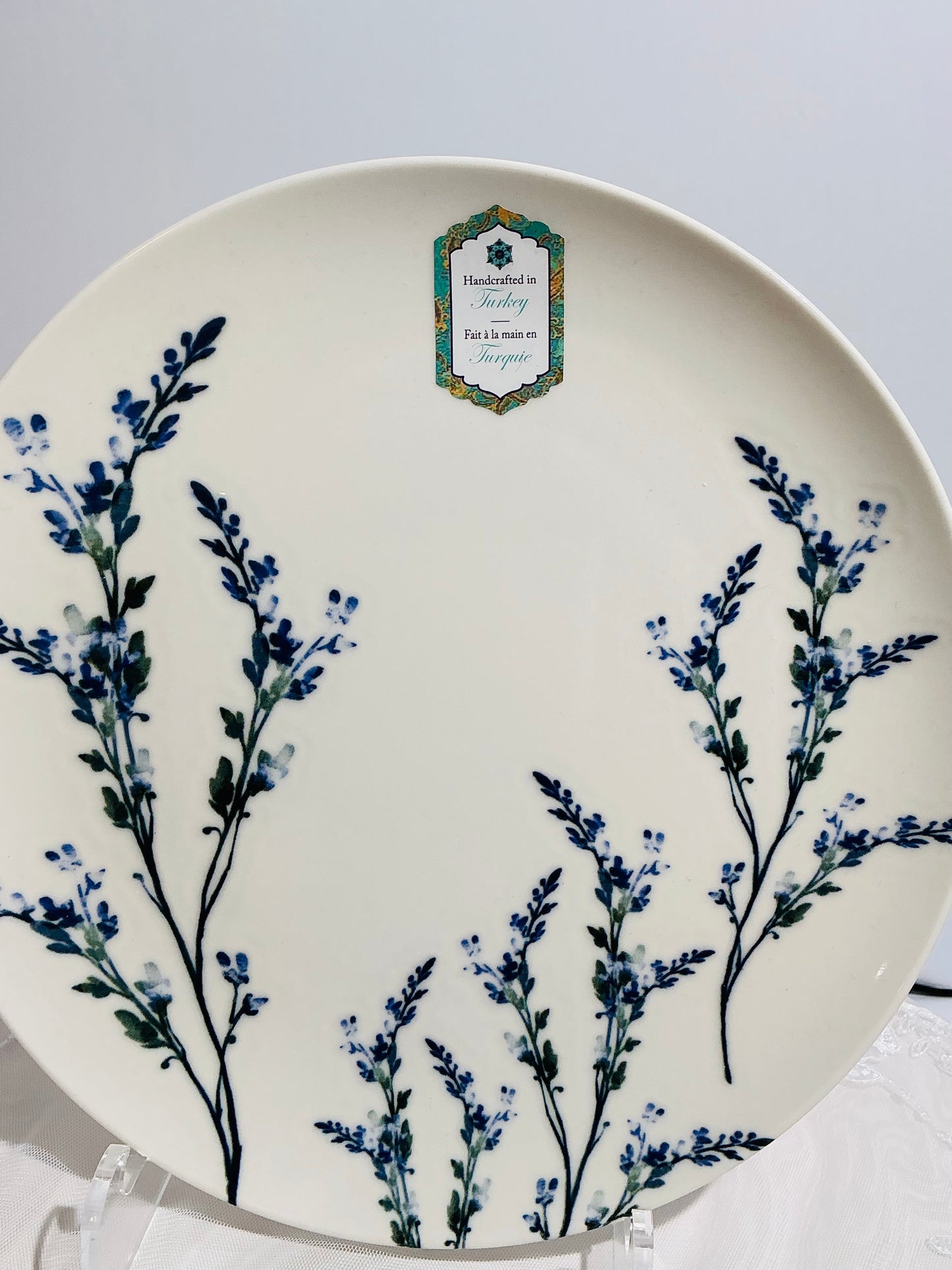Intesa Home Blue Botanical Handcrafted Porcelain Dinnerware Collection | Plates, Bowl & Platters