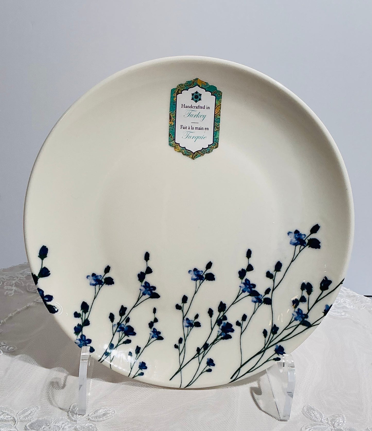 Intesa Home Blue Botanical Handcrafted Porcelain Dinnerware Collection | Plates, Bowl & Platters