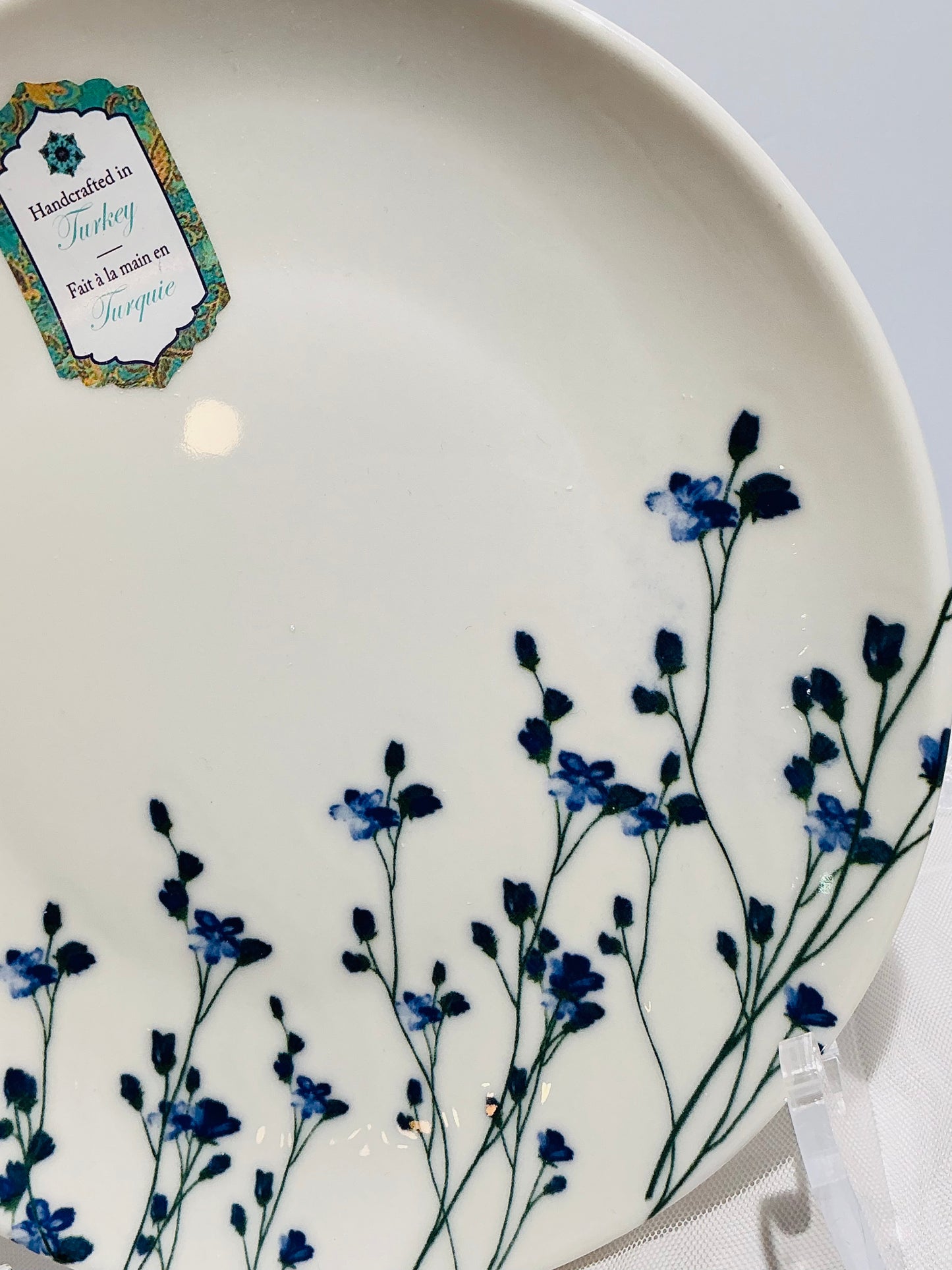 Intesa Home Blue Botanical Handcrafted Porcelain Dinnerware Collection | Plates, Bowl & Platters