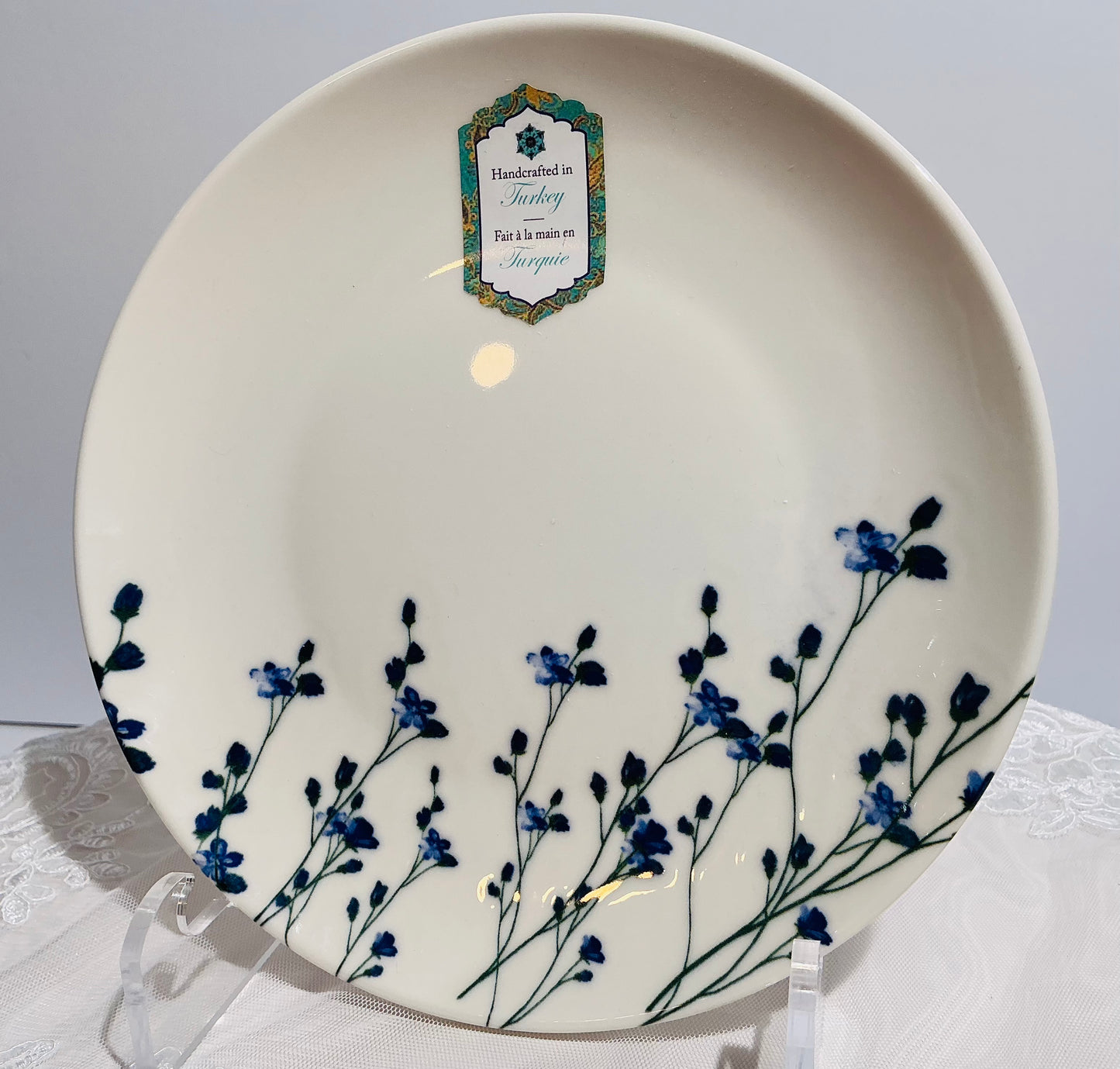 Intesa Home Blue Botanical Handcrafted Porcelain Dinnerware Collection | Plates, Bowl & Platters