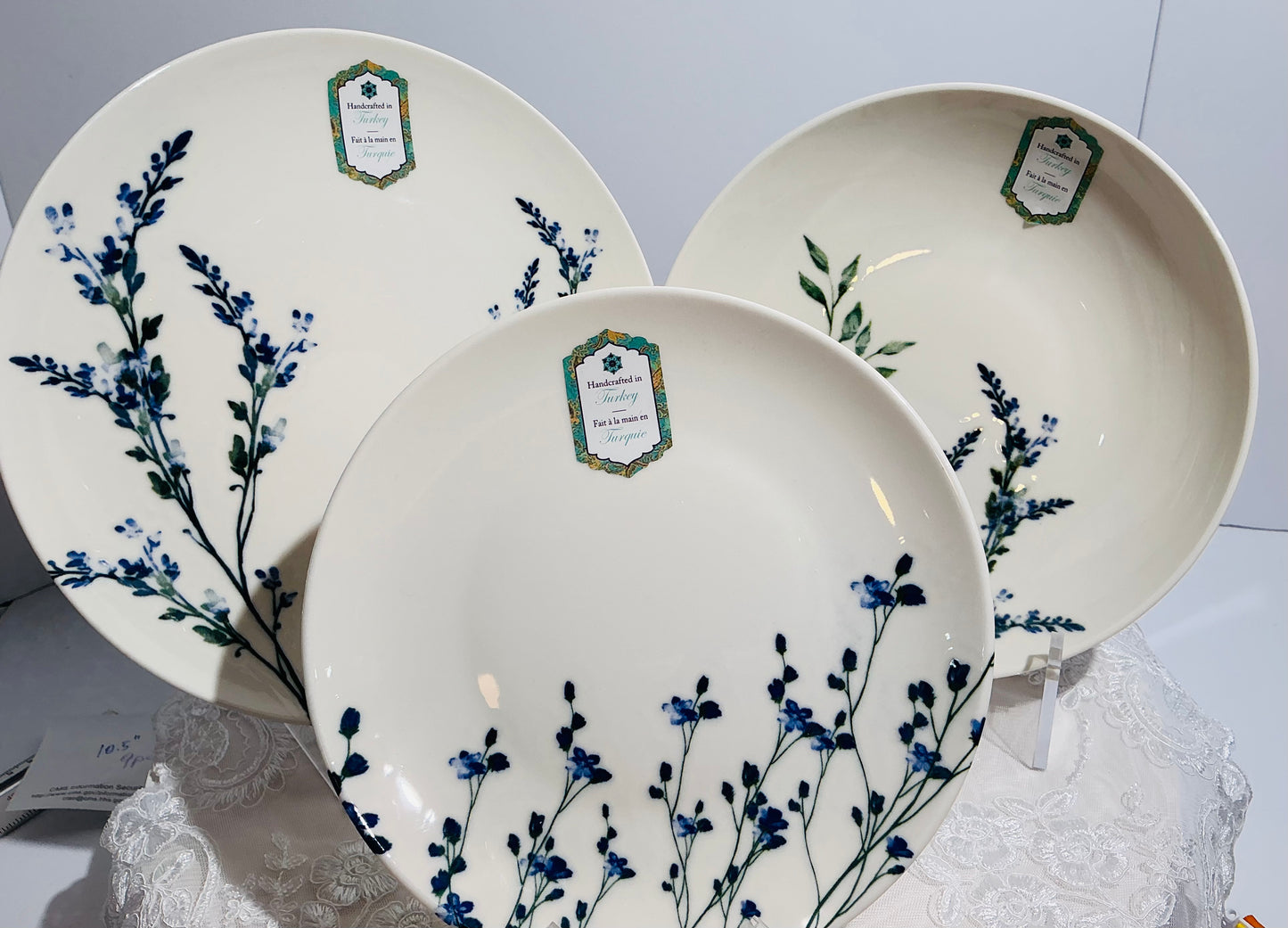 Intesa Home Blue Botanical Handcrafted Porcelain Dinnerware Collection | Plates, Bowl & Platters