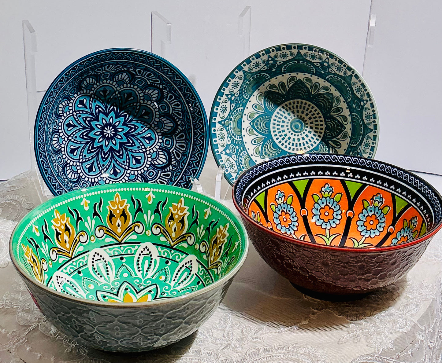 B.I.A. Harlington Assorted Ceramic Bowls Set of 4 | 6" x 3" Mixed Designs