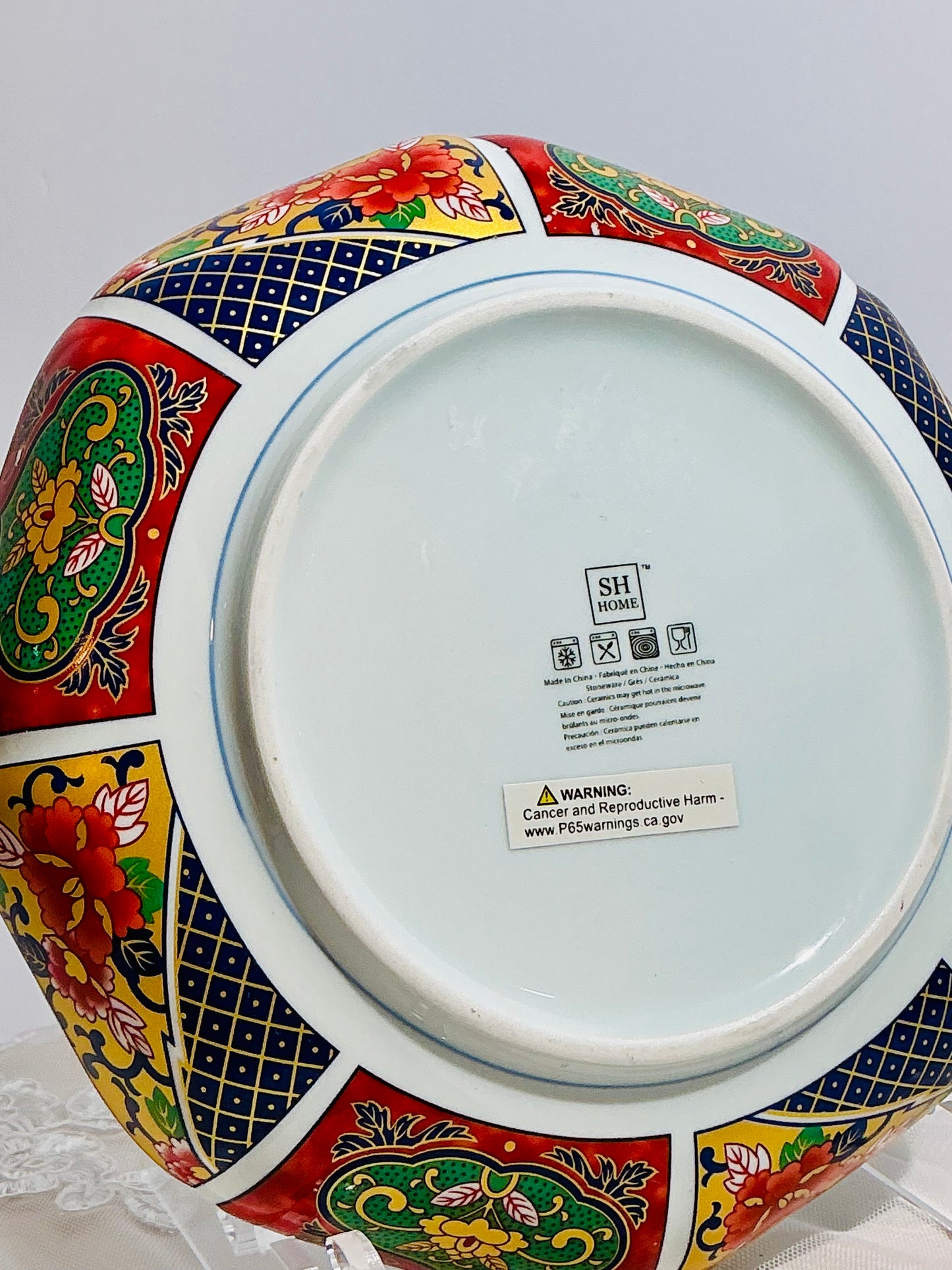 SH Home Imari Style Scalloped Edge Ceramic Bowl | 7.5" Bold Floral