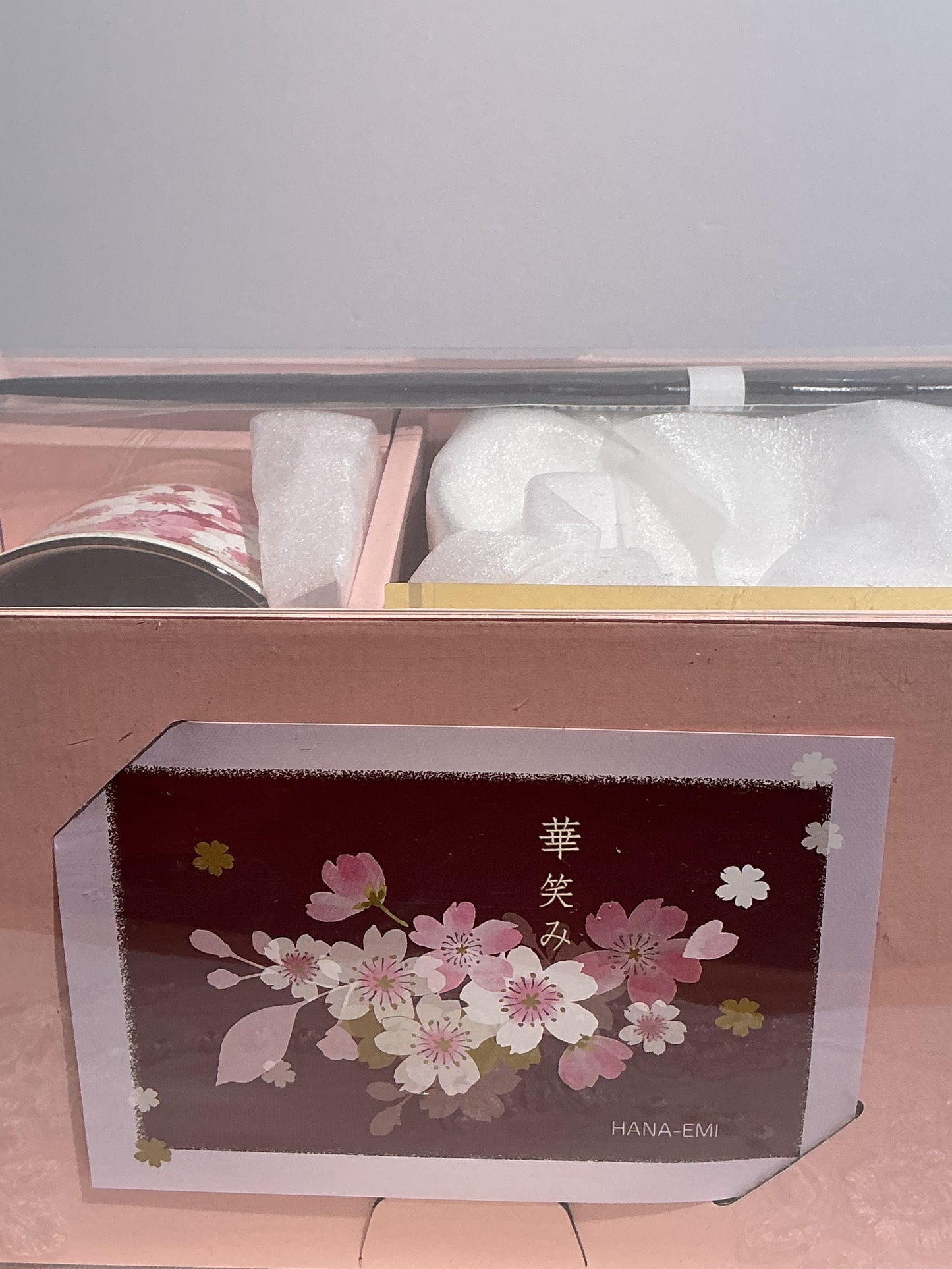 Hana-Emi Sakura Tea Bowl & Chopsticks Gift Set | Ceramic Ai | Made in Japan
