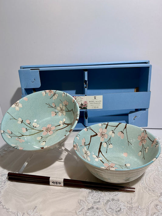 Jewel Japanese Ceramic Rice Bowl with Chopsticks | 6" | Made in Japan
