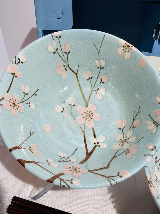 Jewel Japanese Ceramic Rice Bowl with Chopsticks | 6" | Made in Japan